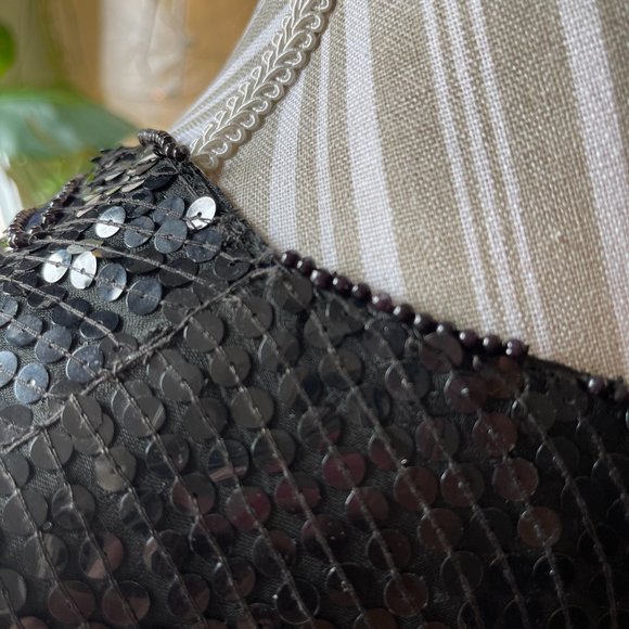Vintage Black Beaded and Sequin Dress - Picture 6 of 7